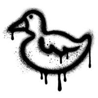 Rubber duck graffiti with black spray paint. vector