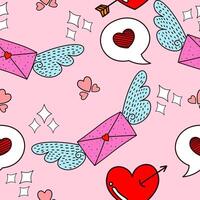 Doodle valentines seamless pattern background vector