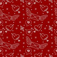 Doodle valentines with white outline seamless pattern background vector