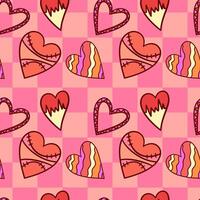 Doodle heart valentines seamless pattern background. vector