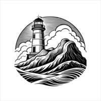 Modern Lighthouse Outline vector