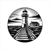 Rustic Lighthouse Scene vector