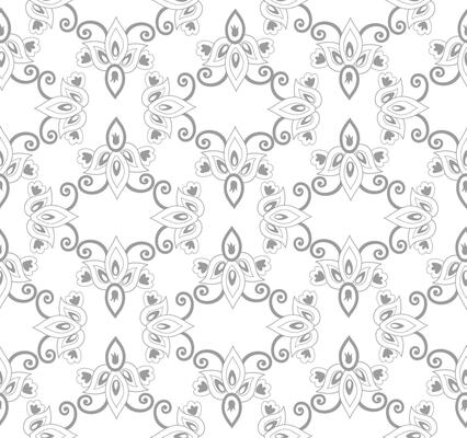 Seamless pattern with line drawn arabesque . Flourish ornamental texture in damask asian style.