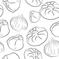 seamless pattern with various khinkals of different shapes and contours placed chaotically, for different packaging and designs vector