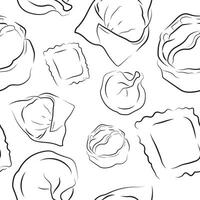 seamless pattern with various ravioli of different shapes and different contours placed randomly, for various designs and packaging vector