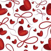 seamless pattern with original hearts with ribbon and bow, design for St. Valentine's Day vector