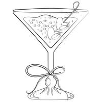 original icon of a martini glass, drink in it and berries and a heart shape in it vector