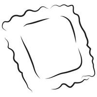 food logo, namely a rectangular ravioli with various fillings drawn with original contours in the style of line art vector