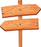 Two weathered wooden arrow signs with nails are pointing in opposite directions, mounted on a single post, creating a simple yet effective wayfinding tool vector