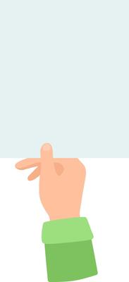 Cartoon hand snapping fingers while holding a blank sheet of paper, perfect for displaying messages or designs against a soft light blue backdrop, creating a cheerful atmosphere