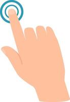 Right hand with index finger extended touching a digital screen and activating a virtual button, symbolizing interaction with technology, digital interfaces, and user experience design vector