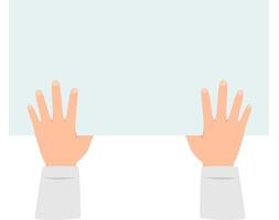 Two hands grasping a blank sign featuring ample copy space, ideal for personal messages or creative designs, set against a clean white background for maximum impact vector