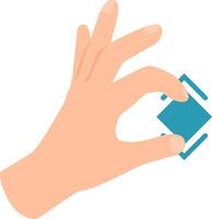 Hand is performing a precise pinch to zoom gesture on a graphical user interface element, symbolizing user interaction with modern technology vector