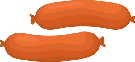 Two sausages resting on a clean white background, showcasing their delicious and appetizing appearance, ready for any meal occasion. Perfect for lunch, dinner, or breakfast vector