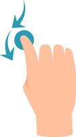 Human hand scrolling with index finger on a touchscreen, rotating arrows indicate scrolling movement, concept of using modern technology and mobile devices vector