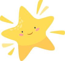 Cheerful, shining cartoon star with a friendly smile adds a touch of whimsy and joy, perfect for children's designs, illustrations, and projects that celebrate happiness and positivity vector