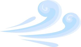 Light blue wind flowing from left to right, swirling into graceful spiral shapes, evokes a sense of movement and freshness against a clean white background vector