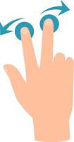 Cartoon hand rotating with two fingers on a touchscreen, illustrating a multi touch rotate gesture commonly used in modern digital devices for navigation and interaction vector
