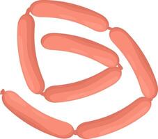 Sausages are arranged in a circular pattern, creating a visually appealing design against a clean white backdrop, ideal for showcasing food products or culinary concepts vector