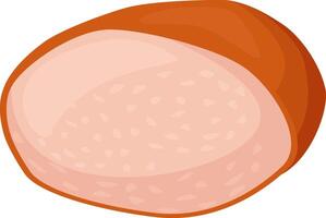 Large, juicy slice of cooked ham resting on a clean white background, highlighting its savory texture and mouthwatering appeal, perfect for any meal or festive occasion vector