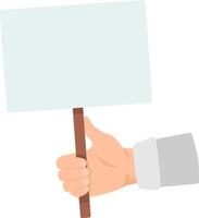 Close up of a hand firmly gripping a blank protest sign, poised for a powerful message advocating for change, social justice, or political expression against a clean white background vector