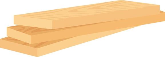 Three light brown rectangular planks of wood stacked on top of each other, creating a parallelepiped shape, isolated on a white background, ready for carpentry or construction projects vector