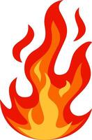 Bright cartoon fire blazing with vibrant red and orange flames, creating a hot and dangerous atmosphere against a clean white background, exuding energy and intensity vector
