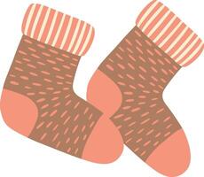 Lying on a clean white background, two cozy striped socks create a warm and inviting scene, ideal for capturing the essence of winter or autumn themes and comfort vector