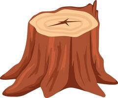 Tree stump resulting from deforestation process showing growth rings and cracks, isolated on white background, ideal for educational and environmental projects vector