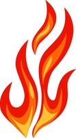 Cartoon flames are rising, creating an illustration of fire, heat, or combustion, with a focus on the dynamic movement and visual energy of the flames vector