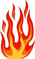 Bright red and orange flames are rising high against a clean white background, creating a striking visual representation of heat, energy, and combustion vector