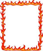 Square frame created by cartoon fire flames providing a vibrant and energetic border on a white background, ideal for adding a touch of intensity and excitement to various designs vector