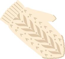 Warm knitted mitten featuring a charming leaf pattern, isolated against a crisp white background, offering cozy comfort and reliable protection during chilly winter days vector
