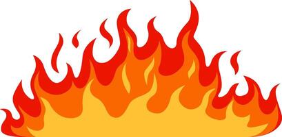 Vibrant red and orange cartoon flames burning with large, dynamic tongues of fire, creating a striking and stylized fiery border against a clean white background vector