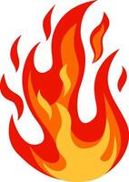 Cartoon flames blazing in vibrant red and orange hues create a striking fire effect against a clean white background, capturing the intensity and energy of burning flames vector