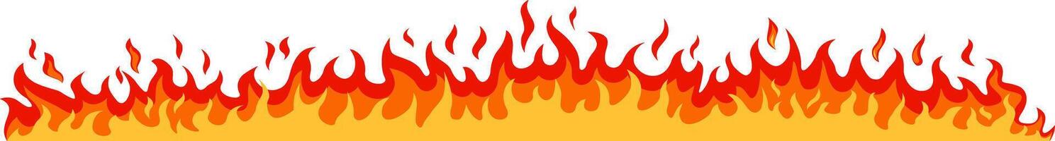 Cartoon flames creating a horizontal banner with a white background, ideal for representing concepts related to fire, heat, energy, and passion vector