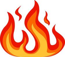 Red and orange stylized flames creating a cartoon fire burning with high flames and intense heat, perfect for representing concepts of energy, danger, and warmth vector