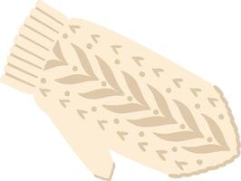 Warm knitted mitten featuring a delicate leaf pattern, providing comfort and style during cold winter days, perfect for keeping hands warm and protected from the elements vector