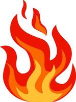 Cartoon flames are rising, creating a vibrant and energetic visual with a gradient of red and orange hues against a clean white backdrop, ideal for representing concepts of heat, energy, or passion vector