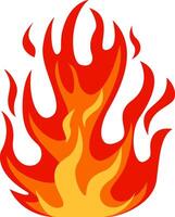 Rising high, vibrant red and orange cartoon flames create an energetic depiction of fire against a white background, capturing the intensity and warmth of burning elements vector