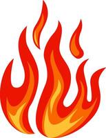 Cartoon flames rising with a stylized design, featuring shades of red and orange, creating a visual representation of heat and energy against a clean white backdrop vector