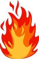 Vibrant red and orange cartoon fire burning with lively flames, creating a warm and inviting atmosphere, effectively symbolizing heat, energy, and intense passion vector
