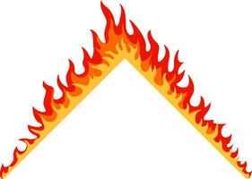 Red and orange fire flames creating a triangular frame border against a white background, conveying concepts of danger, warning, and intense heat. Perfect for graphic design and decoration vector
