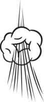 Sun rays shining through a stylized cloud, symbolizing hope, faith, and spirituality in a minimal black and white line art illustration vector