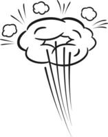 Hand drawn comic explosion cloud expanding with speed lines and smoke puffs. Creating a dynamic visual effect suitable for cartoons. Graphic novels. Or any project needing a touch of explosive action vector