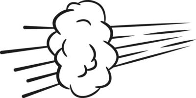 Simple drawing of a cloud of smoke moving fast with speed lines, isolated on white background, suitable for concepts like speed, smoke, smell, wind, fart, and urgency vector
