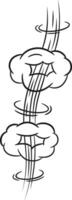 Stylized cartoon explosion creating a dramatic mushroom cloud with dynamic shock waves, illustrated in bold black and white lines, capturing the essence of impact and energy vector