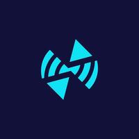 Wireless Signal letter W for internet and connection logo design vector