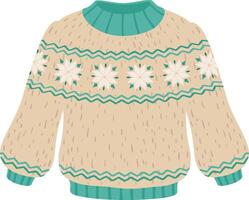 Cozy Christmas sweater featuring a delightful snowflake pattern and vibrant turquoise accents, offering warmth and comfort during festive winter celebrations and holiday gatherings vector