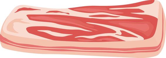 Raw pork belly slab displaying the characteristic marbling and fat layers, ideal for various culinary preparations, highlighting the quality and texture of the meat vector